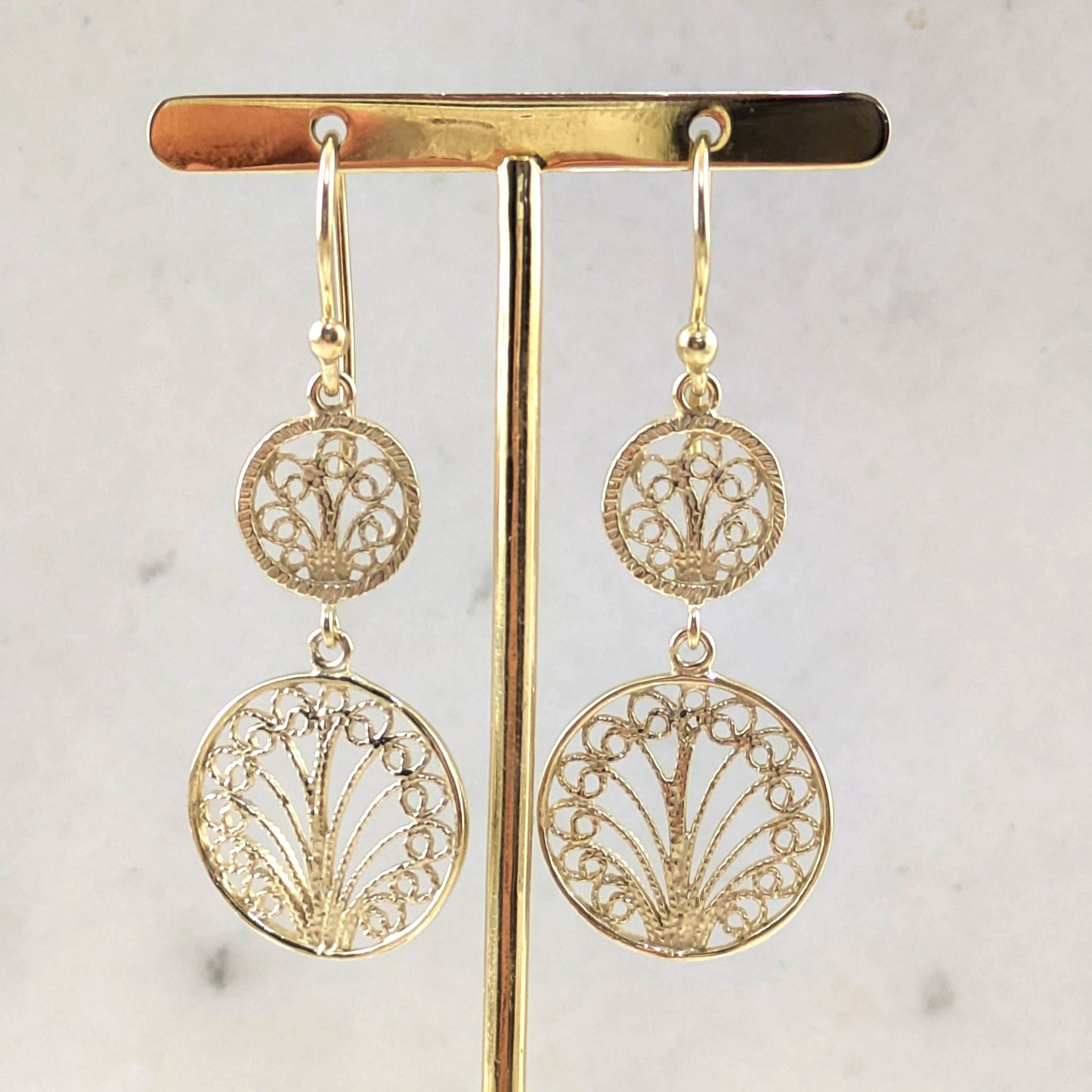 Double Circle Filigree Dangle Earrings – Lightweight and Elegant - TurkishBling