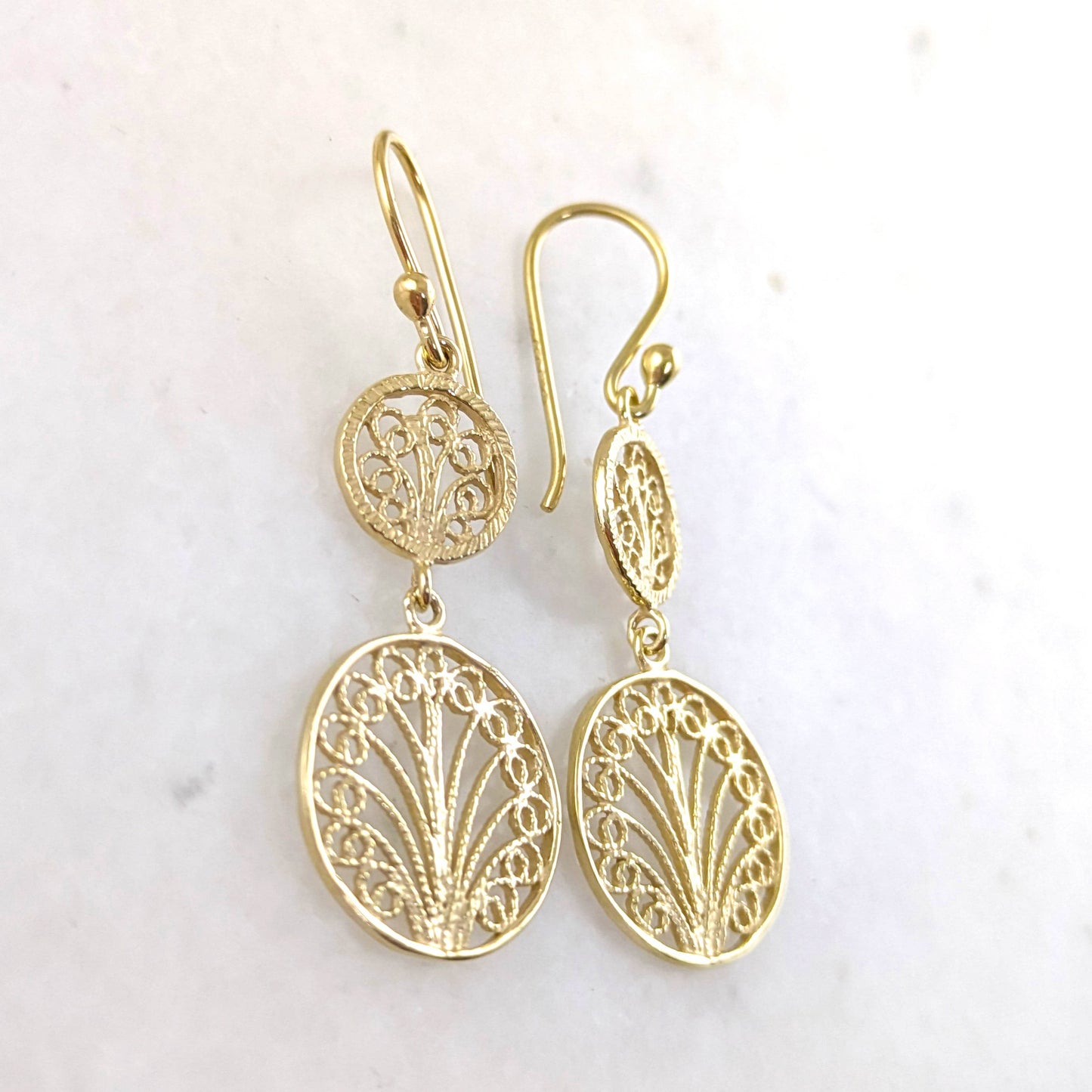 Double Circle Filigree Dangle Earrings – Lightweight and Elegant - TurkishBling