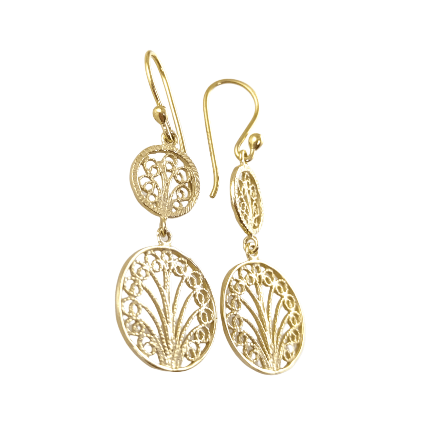 Double Circle Filigree Dangle Earrings – Lightweight and Elegant - TurkishBling