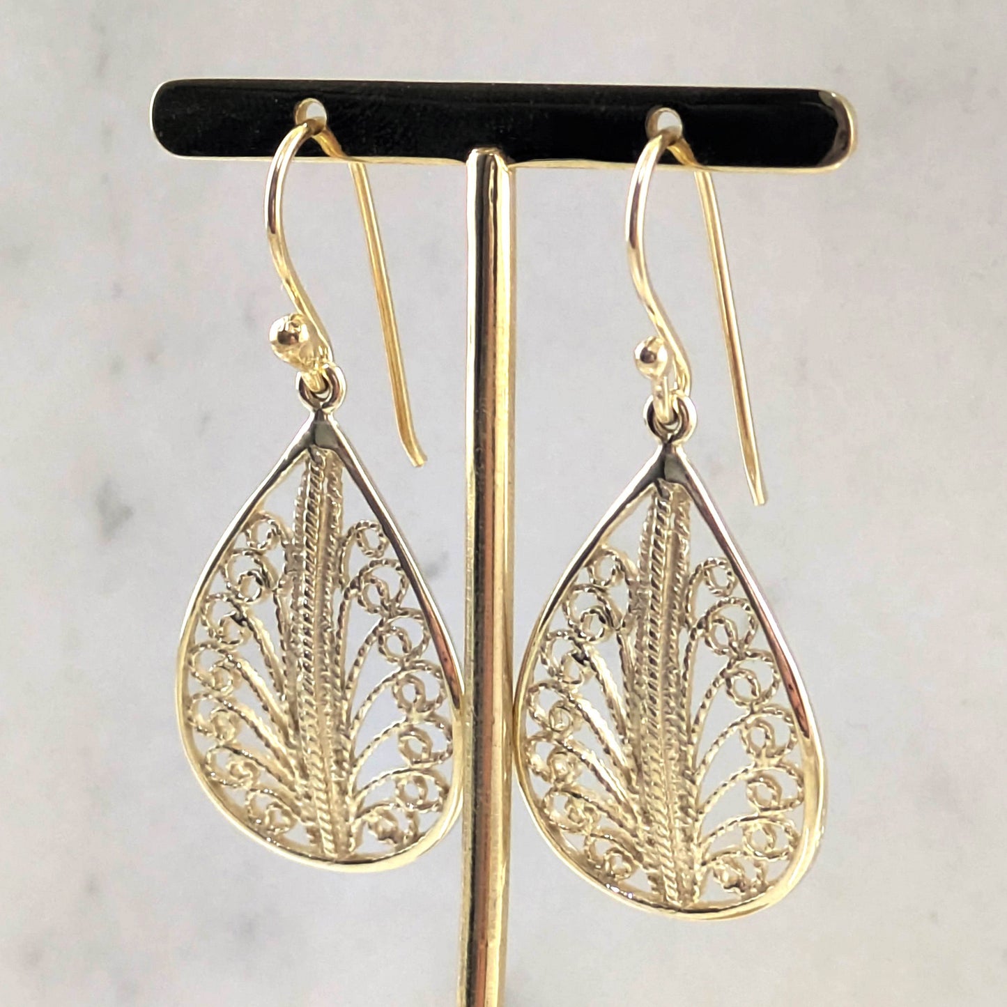 Teardrop Filigree Earrings – Delicate Openwork Design - TurkishBling