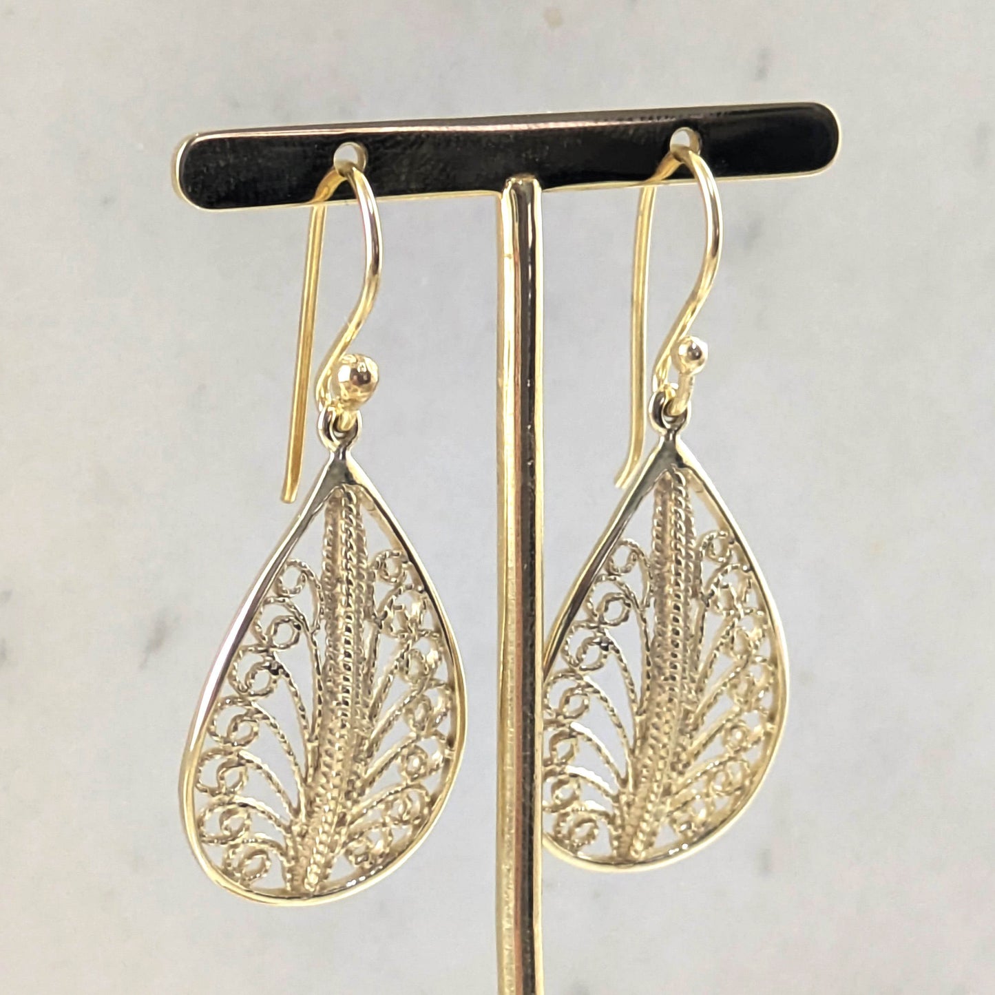 Teardrop Filigree Earrings – Delicate Openwork Design - TurkishBling