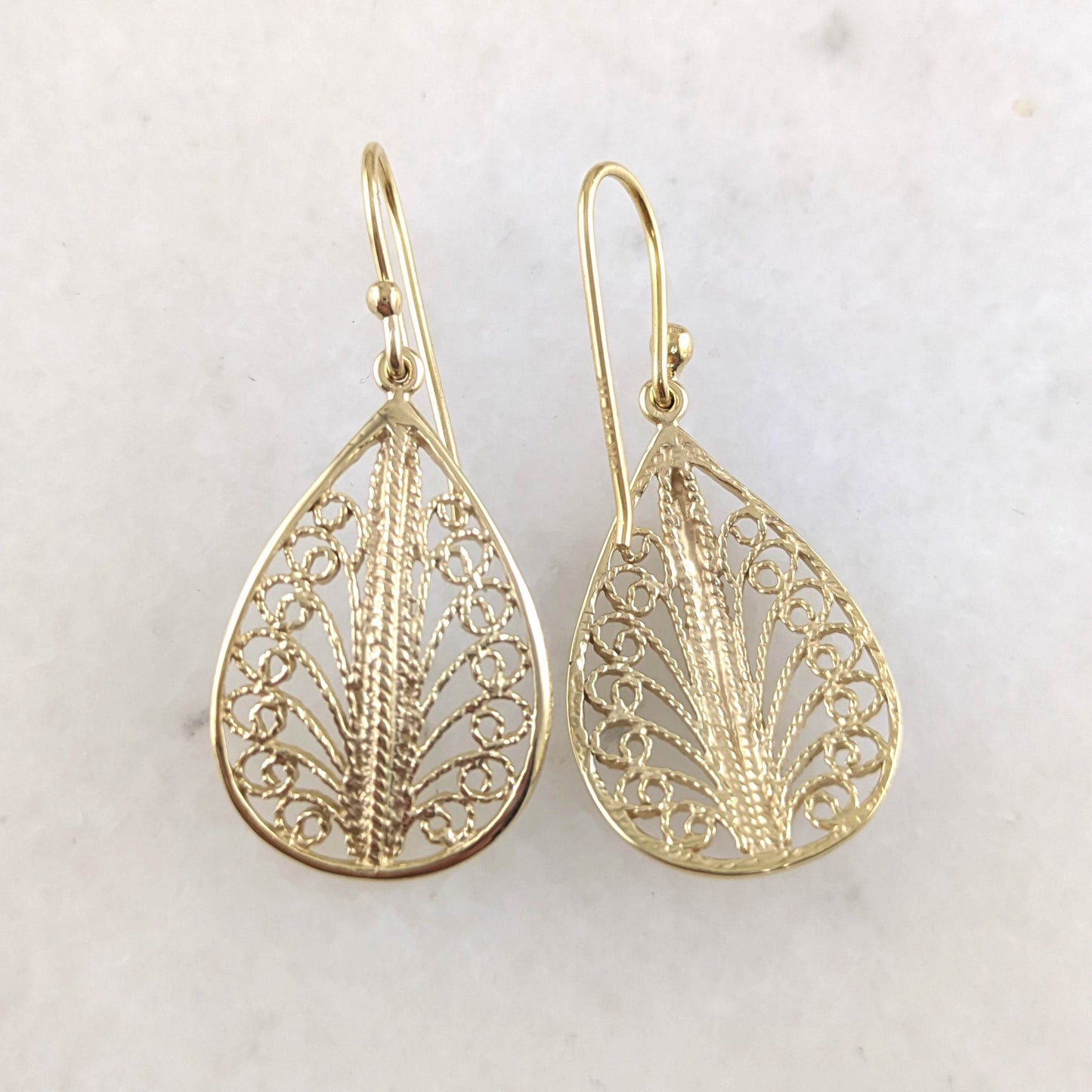 Teardrop Filigree Earrings – Delicate Openwork Design - TurkishBling