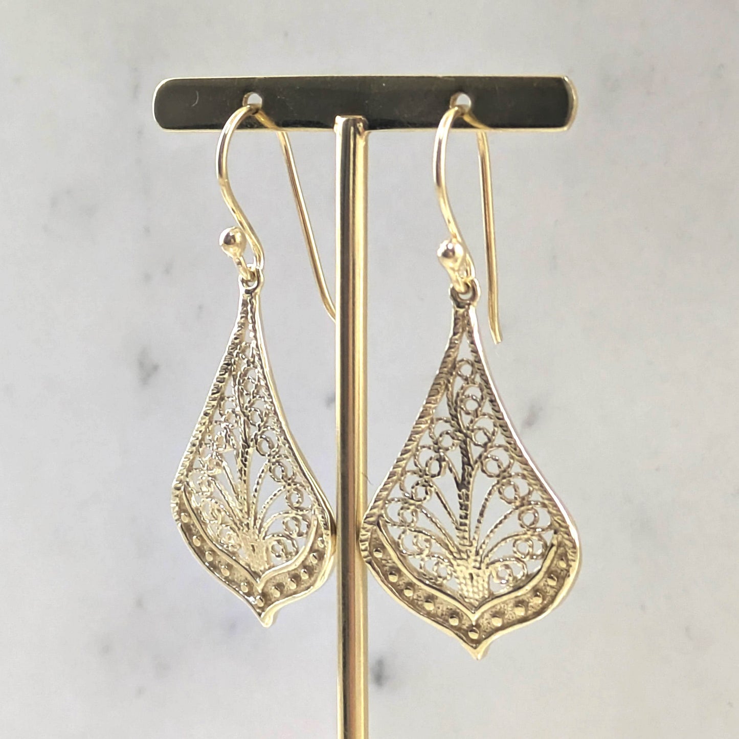 Ornate Filigree Drop Earrings – Lightweight and Elegant - TurkishBling