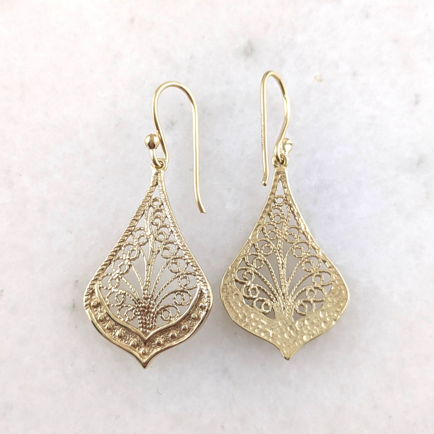Ornate Filigree Drop Earrings – Lightweight and Elegant - TurkishBling