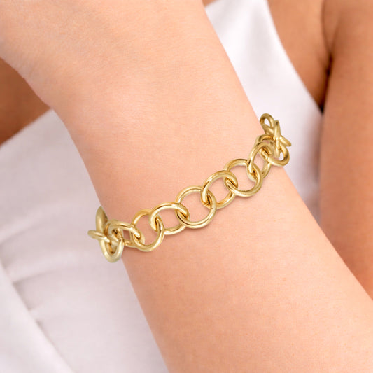Bold Round Link Gold Tone Chain Bracelet