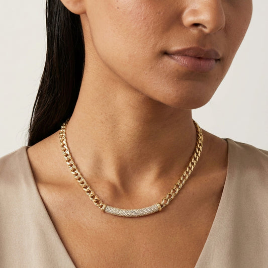 Crystal Bar Chain Necklace Adjustable