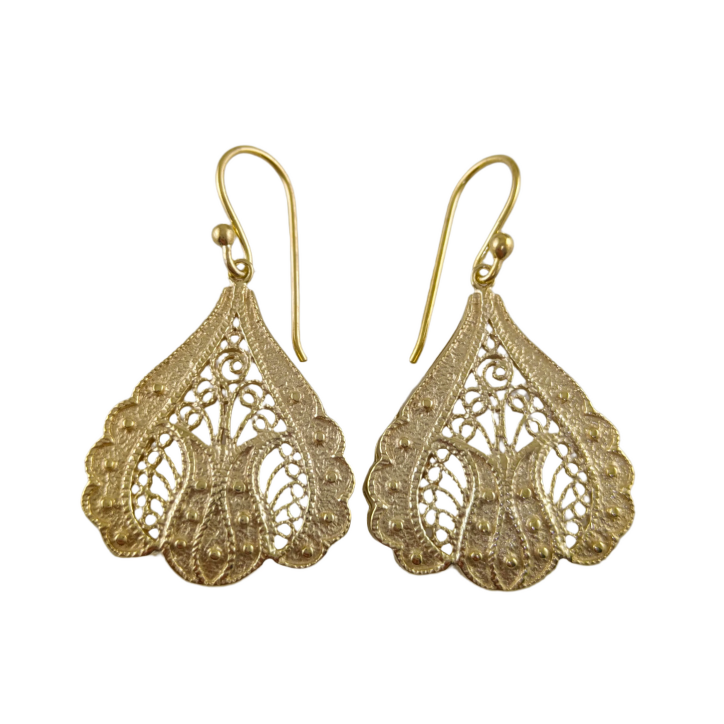 Tulip Filigree Dangle Earrings with Floral Contour