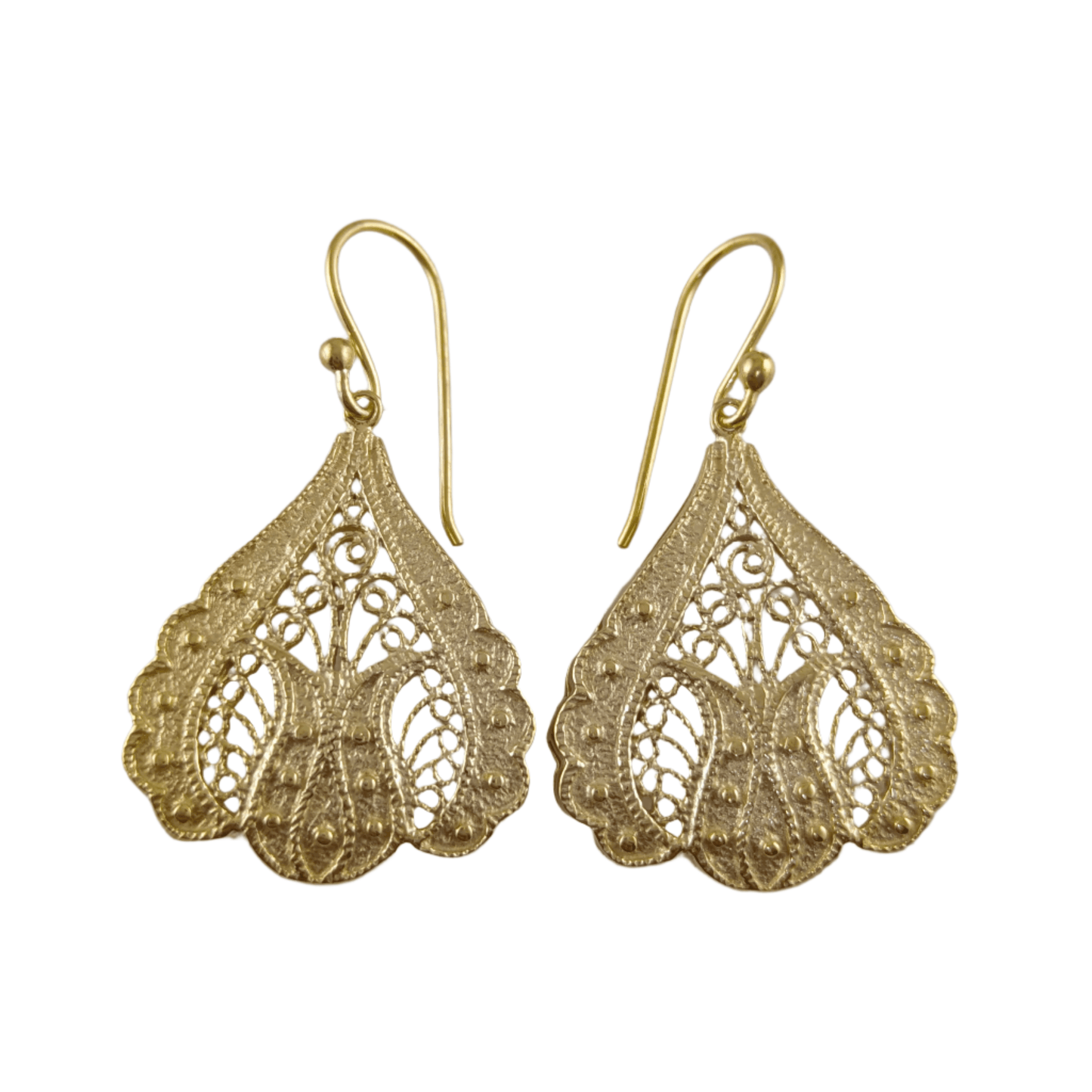 Tulip Filigree Dangle Earrings with Floral Contour - TurkishBling