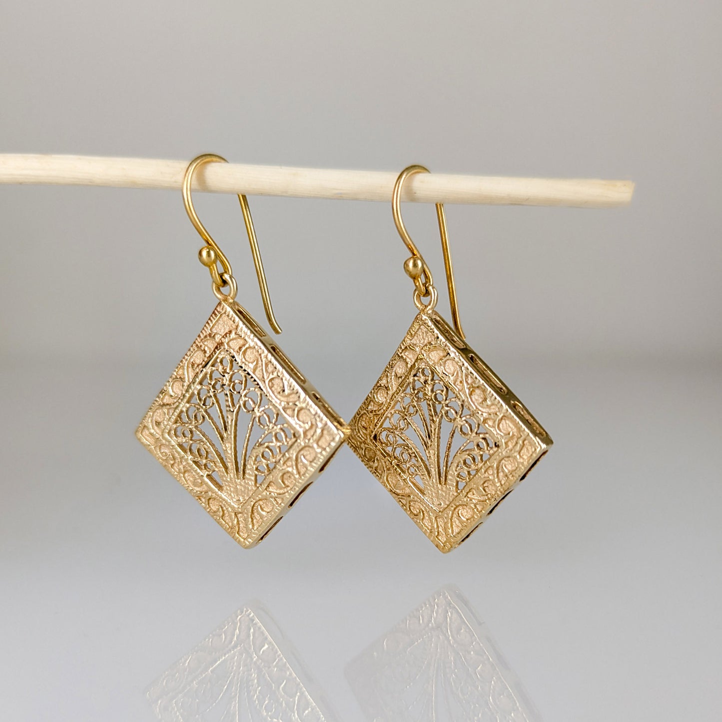 Diamond Filigree Drop Earrings Ornate