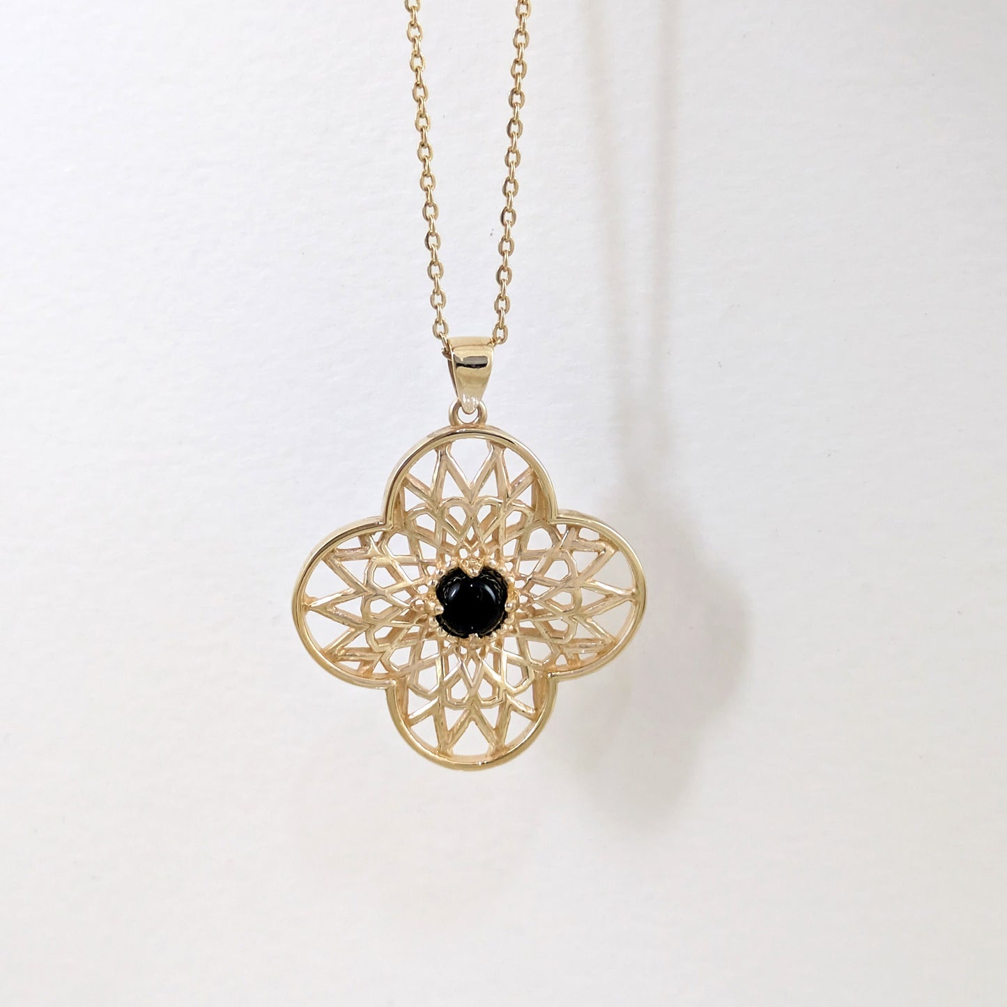 Black Onyx Filigree Pendant Statement