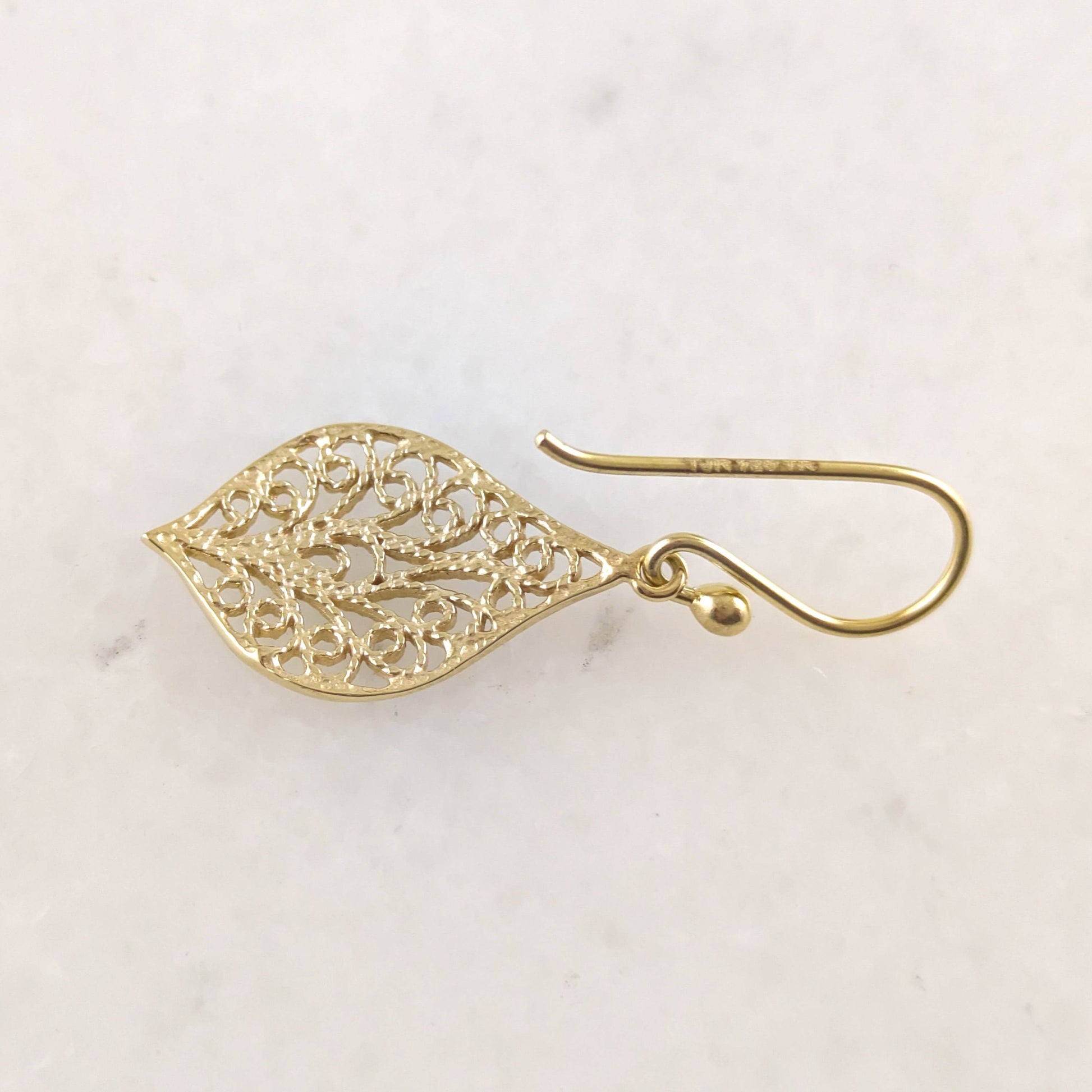 Delicate Filigree Leaf Drop Earrings – Lightweight and Elegant - TurkishBling