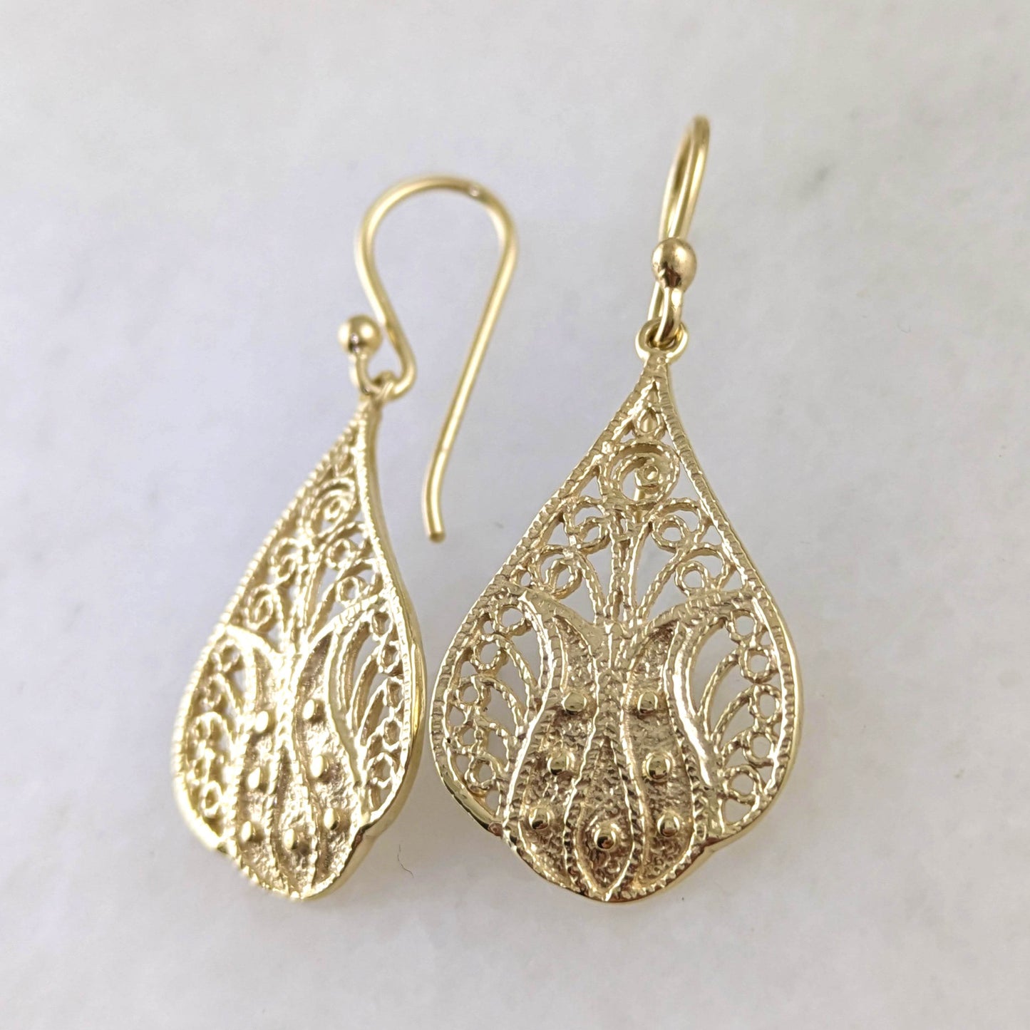 Filigree Teardrop Earrings – Lightweight and Elegant - TurkishBling