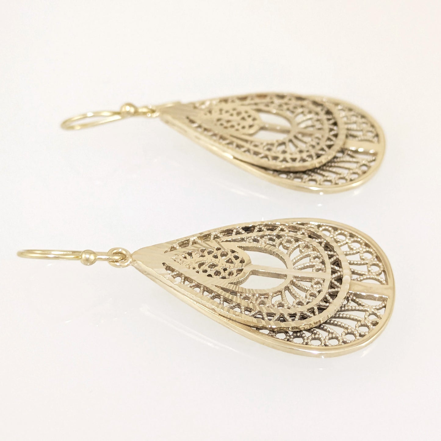 Teardrop Filigree Drop Earrings