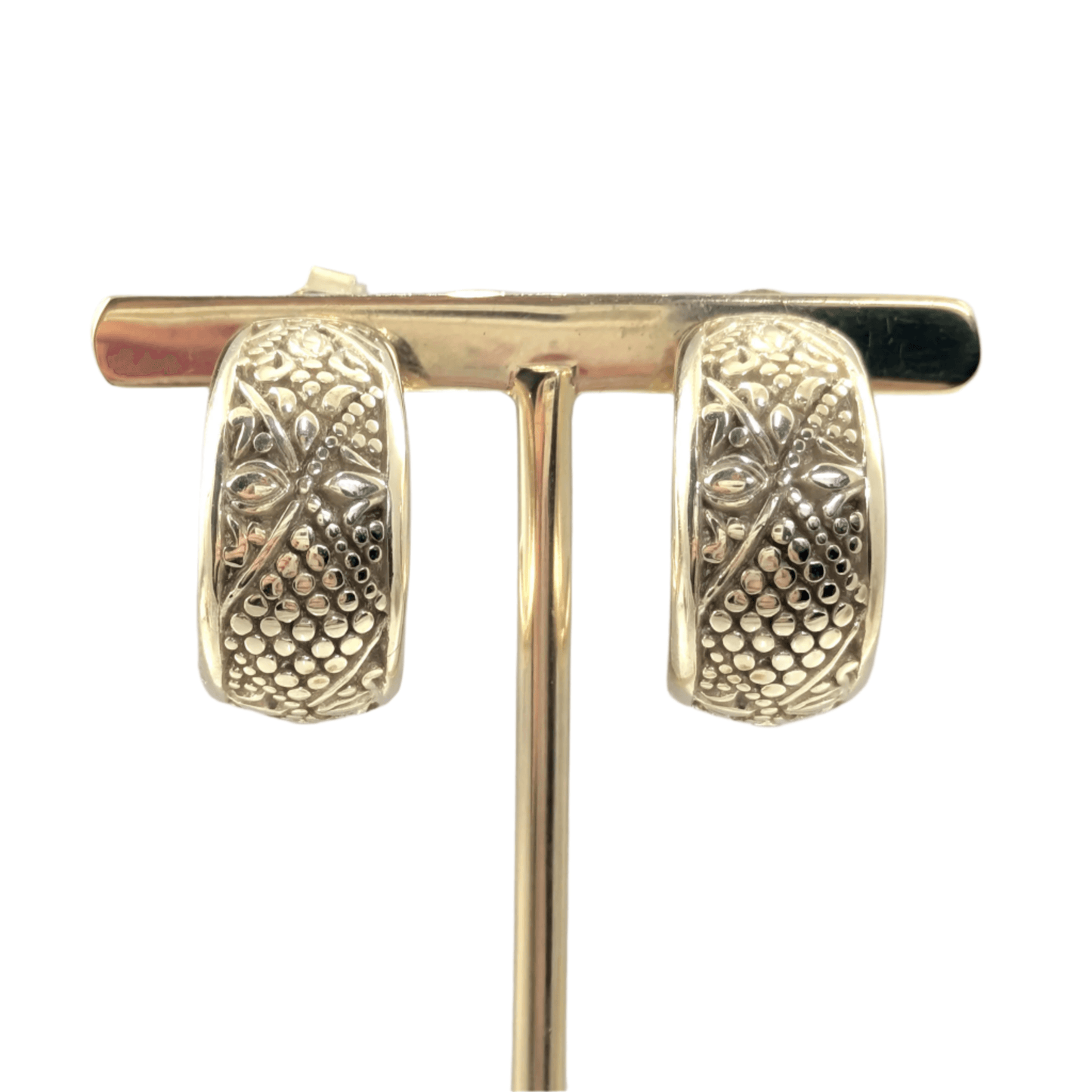 Etruscan J Hoop Earrings with Milgrain Detailing -Byzantine Design - TurkishBling