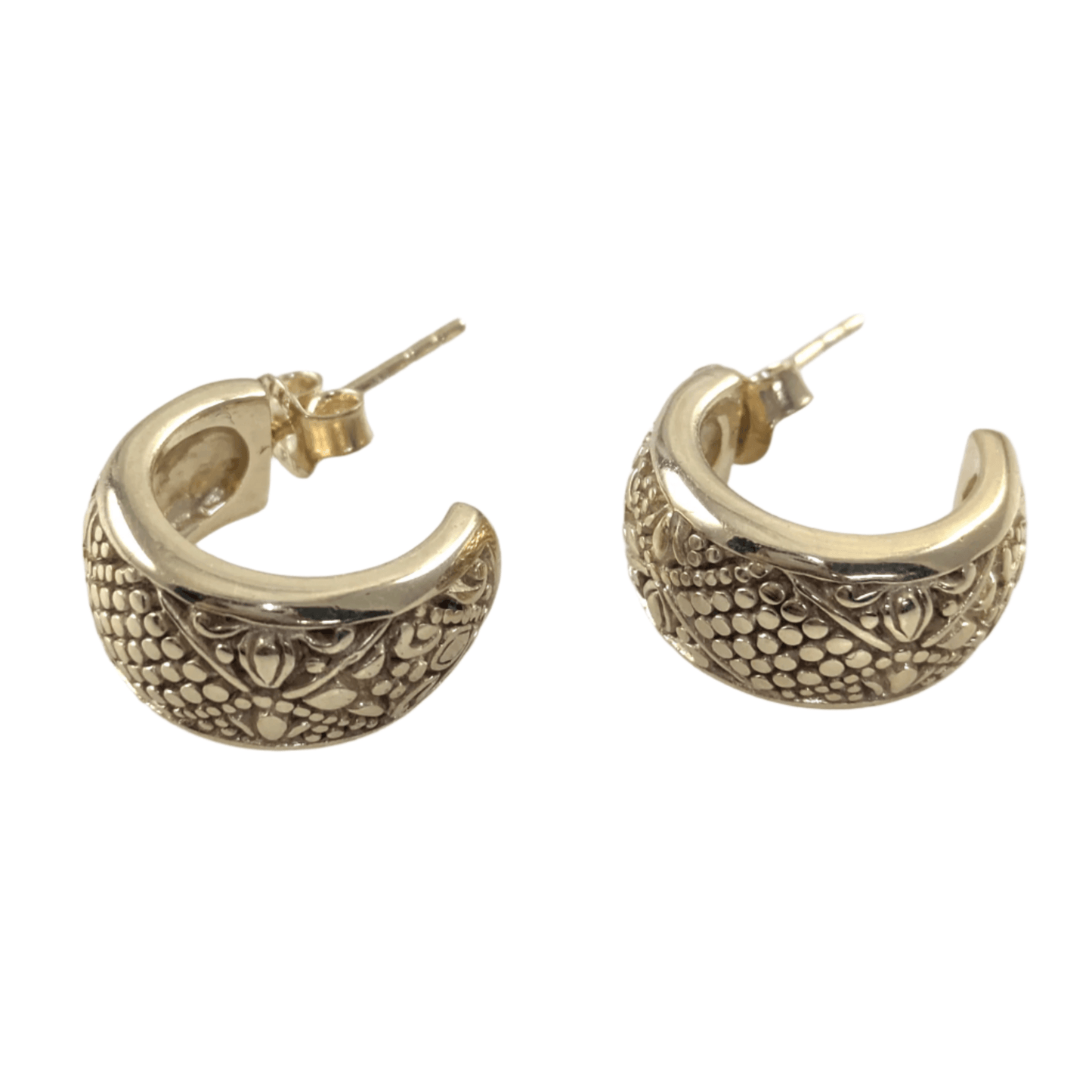 Etruscan J Hoop Earrings with Milgrain Detailing -Byzantine Design - TurkishBling