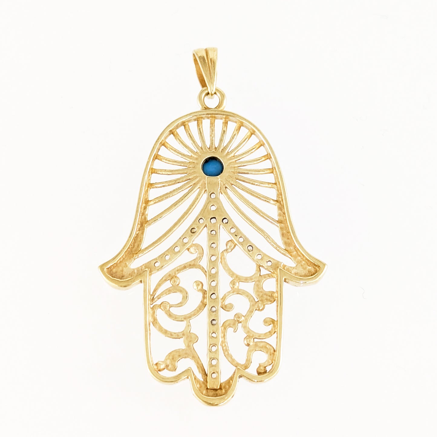 Hamsa Pendant with Evil Eye and Crystal Filigree