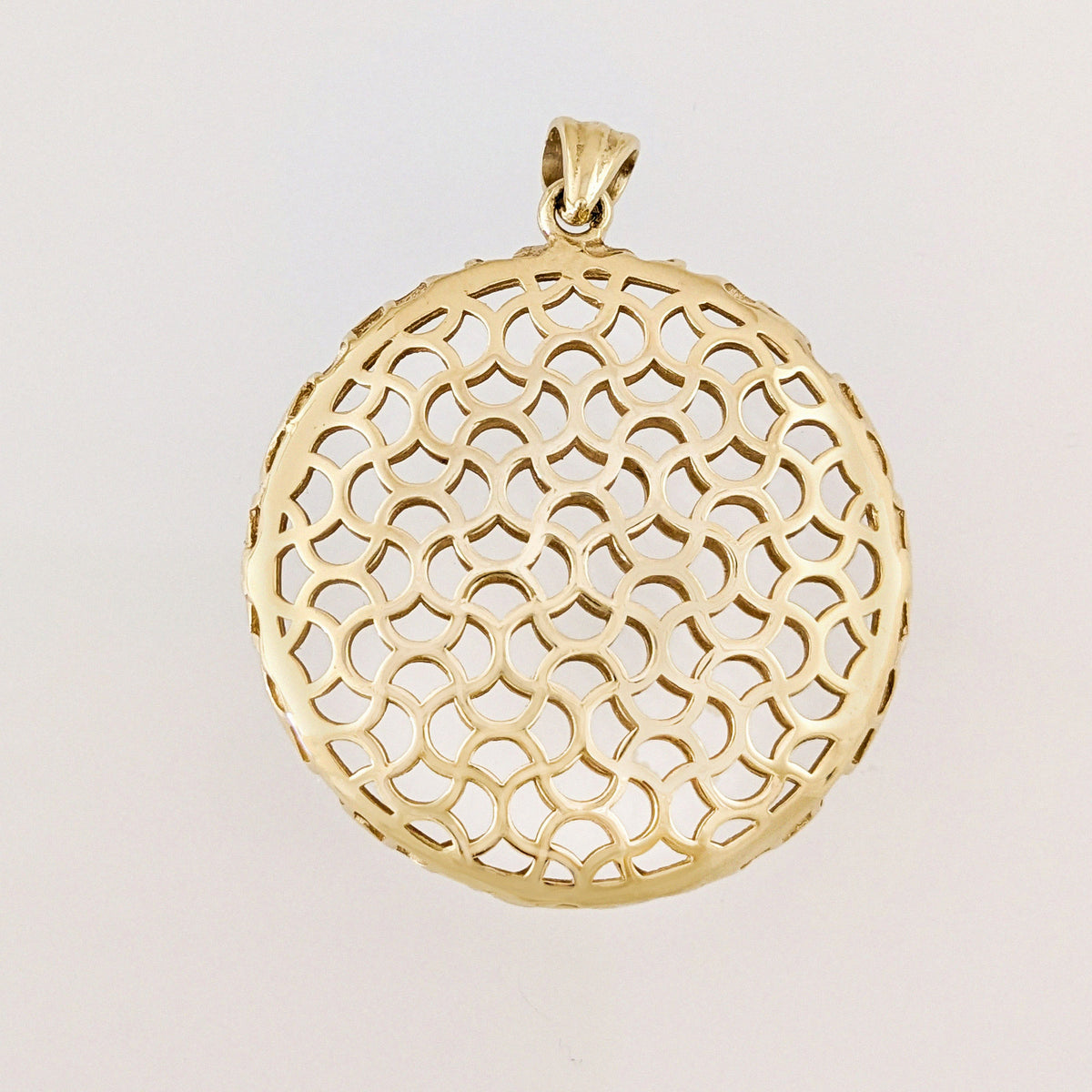 Ornate Round Openwork Pendant with Geometric Pattern