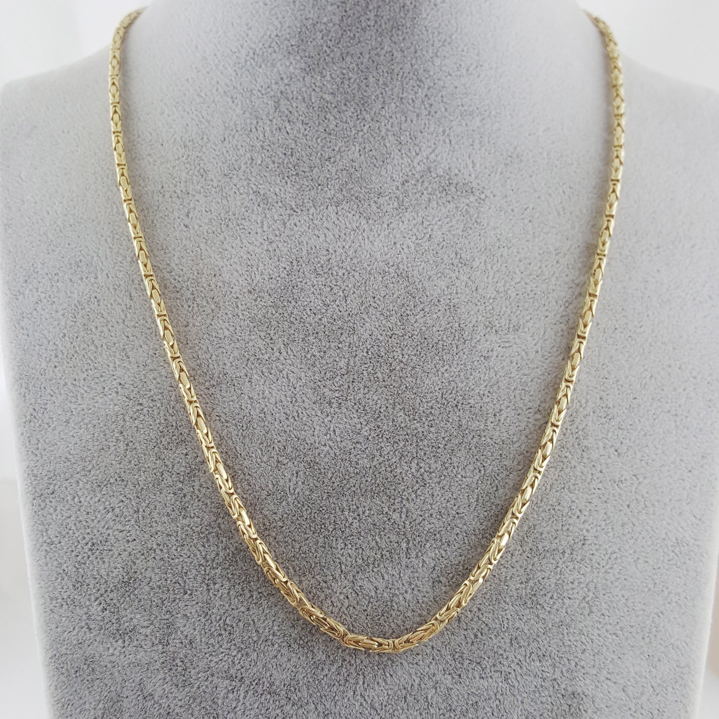 Timeless Gold Byzantine Chain Necklace, 18k Gold Over Sterling Silver, Available in 18in, 24in, 30in with 2in Extender