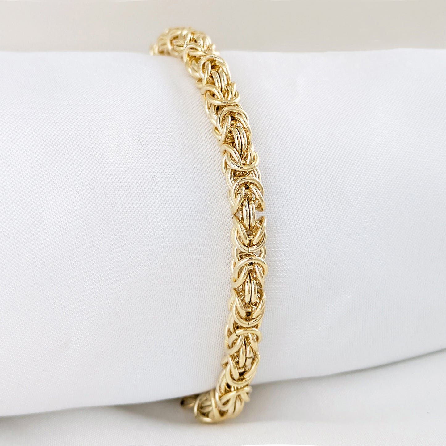 Gold Byzantine Chain Bracelet – Artisan Design, Statement Gold Jewelry with Adjustable Length