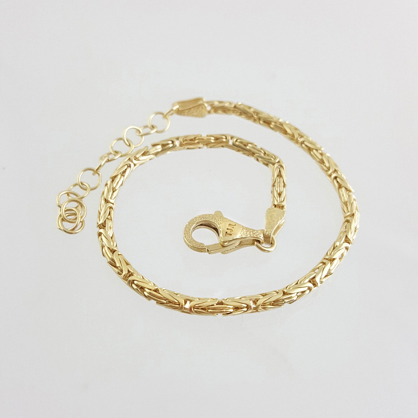 Byzantine Chain Bracelet with Adjustable Fit - Fine Gauge– Gold over Sterling Silver - TurkishBling