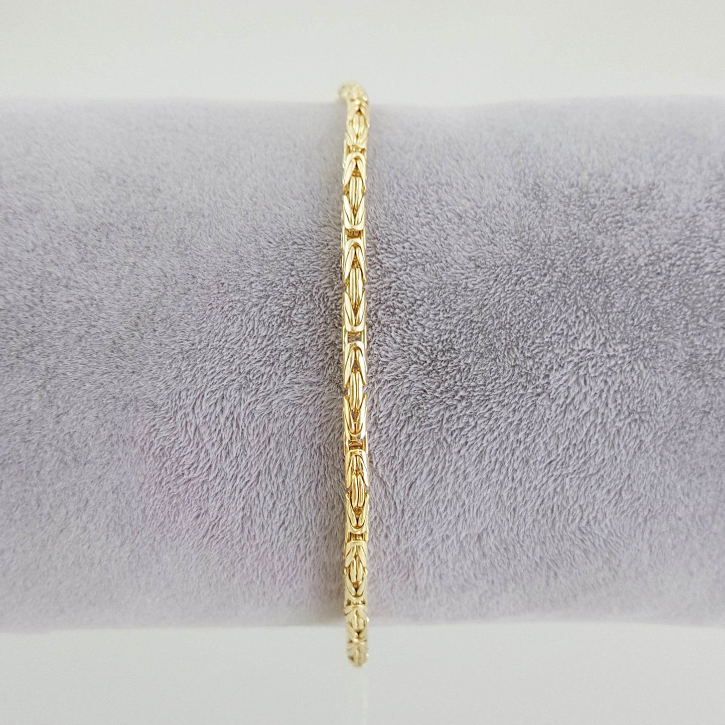 Byzantine Chain Bracelet with Adjustable Fit - Fine Gauge– Gold over Sterling Silver - TurkishBling