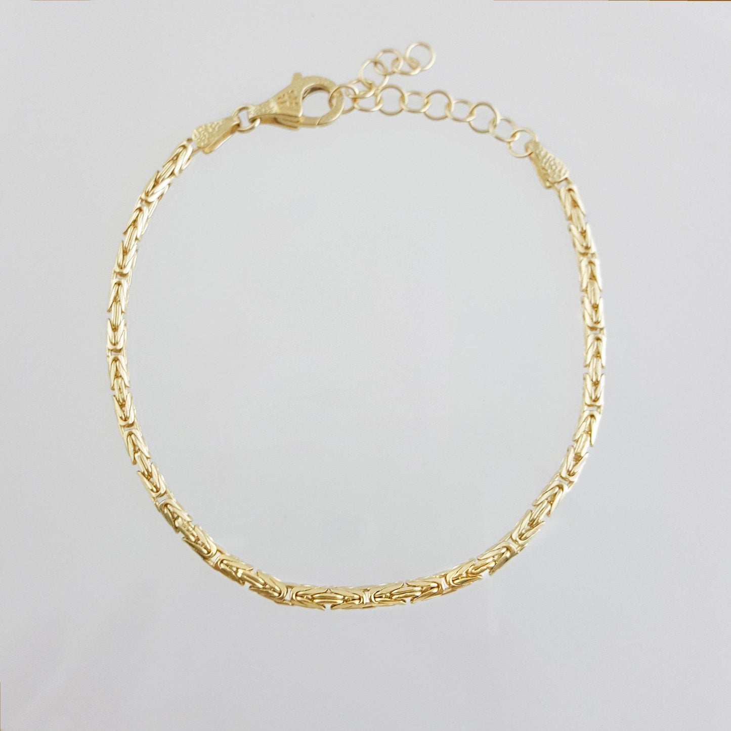 Byzantine Chain Bracelet with Adjustable Fit - Fine Gauge– Gold over Sterling Silver - TurkishBling