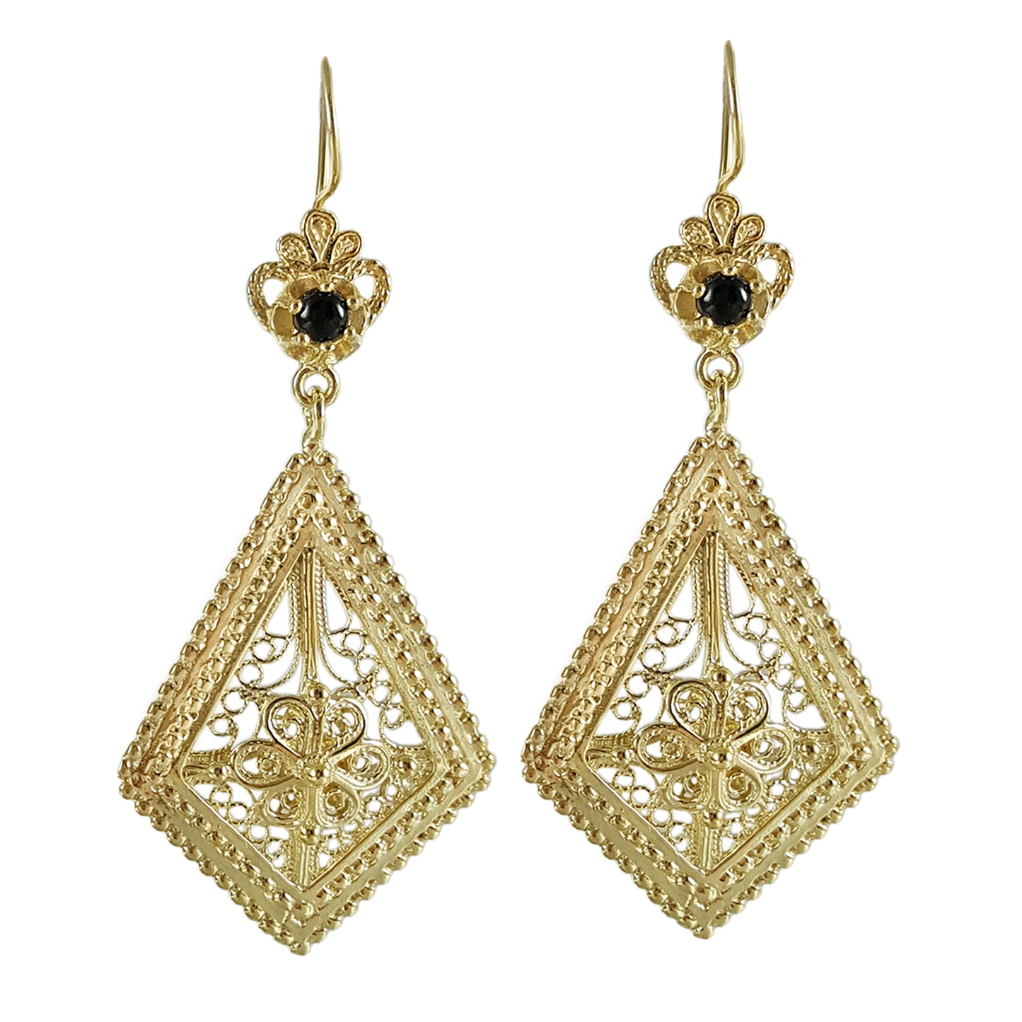Gemstone Elongated Earrings 1.5"