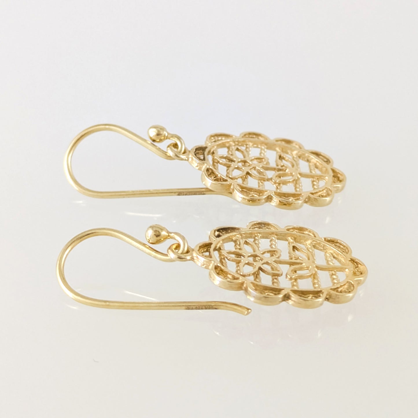 Oval Floral Openwork Drop Earrings