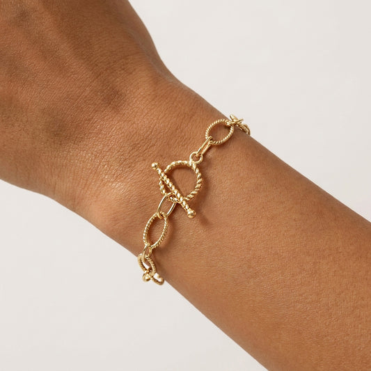 Rope Cable Chain Link Toggle Bracelet with Oval and Round Links