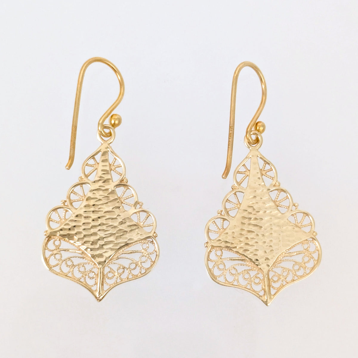 Filigree Diamond Drop Earrings with Open Scrollwork