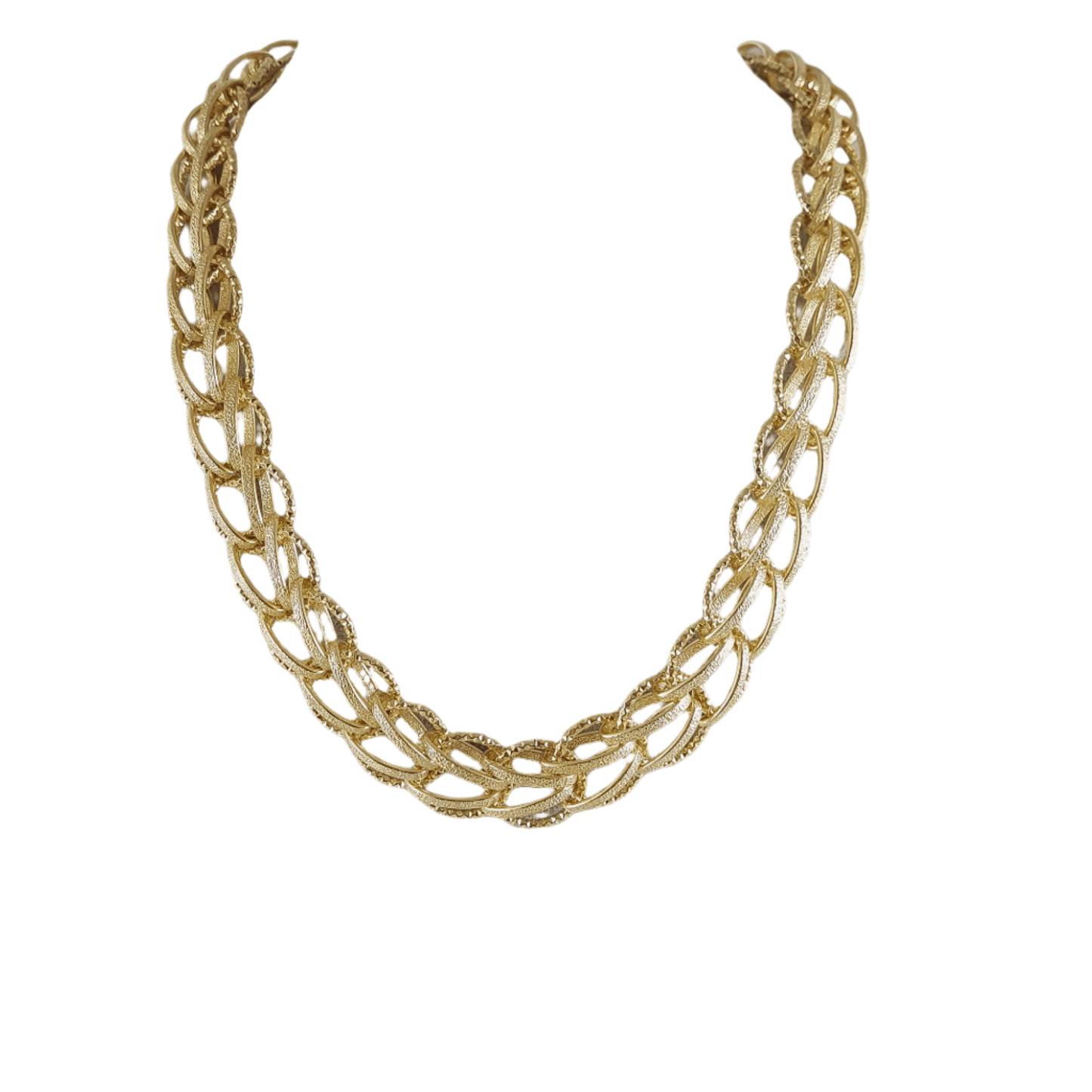 Bold Chain Link Woven Necklace with toggle clasp - TurkishBling