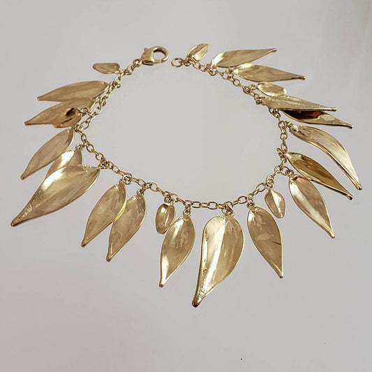 Leaf Charm Bracelet with Lobster claw - TurkishBling