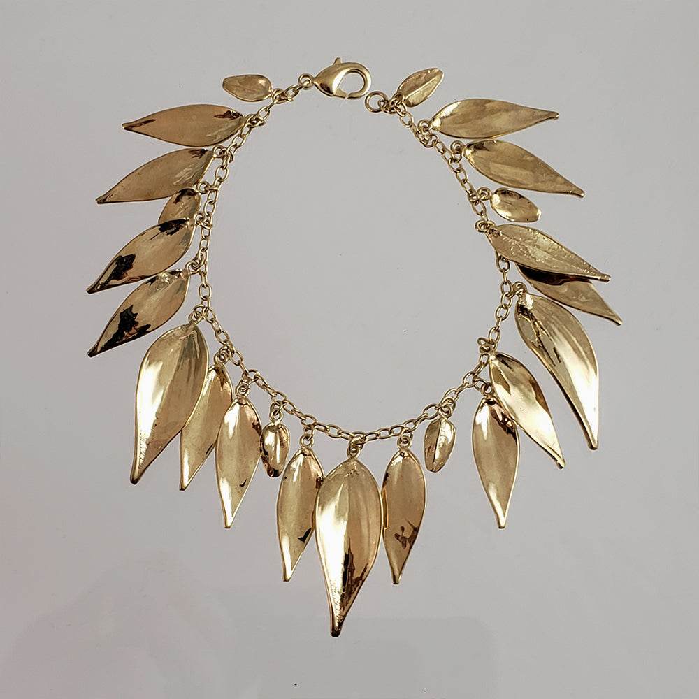 Leaf Charm Bracelet with Lobster claw - TurkishBling