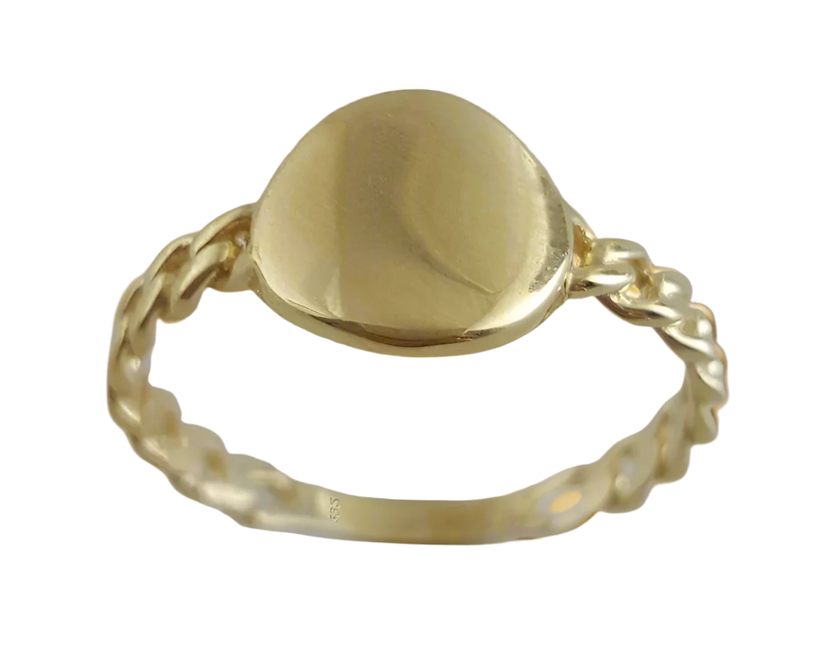 Engravable Cuban Chain Link Shank Gold Ring - 10k, 14k, 18k