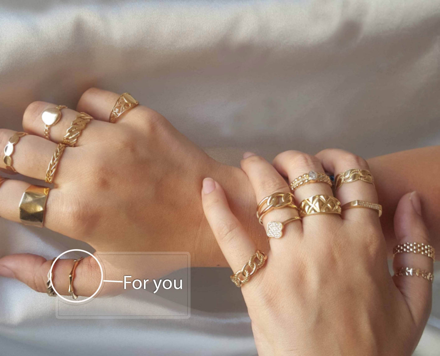 Gold Minimalist Bamboo Ring - 10k, 14k, 18k - TurkishBling