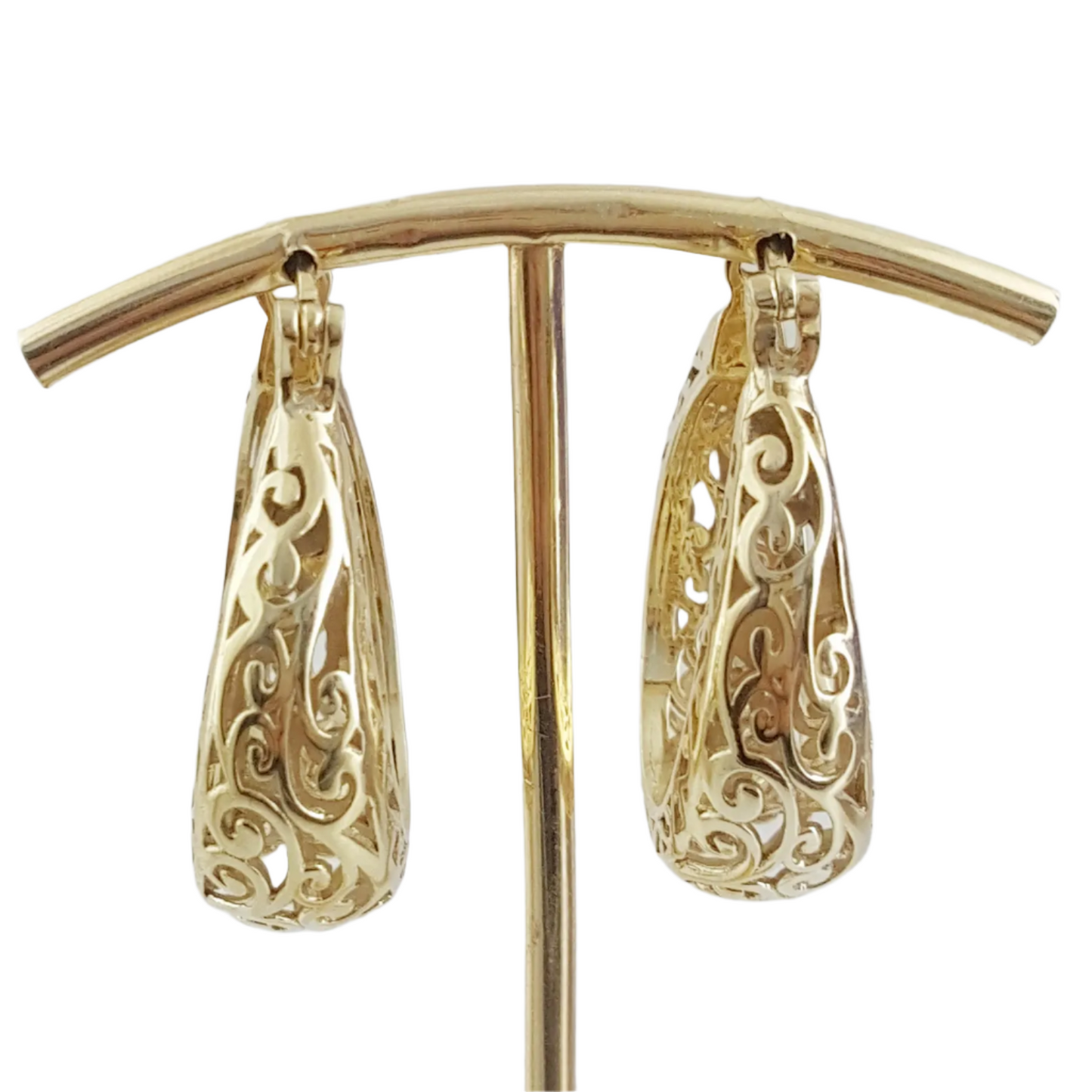 Made to Order Glamorous Scrollwork 14K Real Solid Gold Filigree Hoops - 25mm / 1 in. diameter