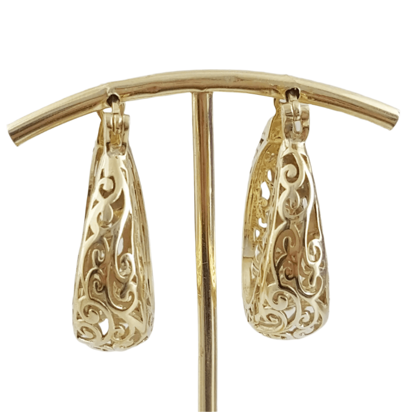 Made to Order Glamorous Scrollwork 14K Real Solid Gold Filigree Hoops - 25mm / 1 in. diameter - TurkishBling