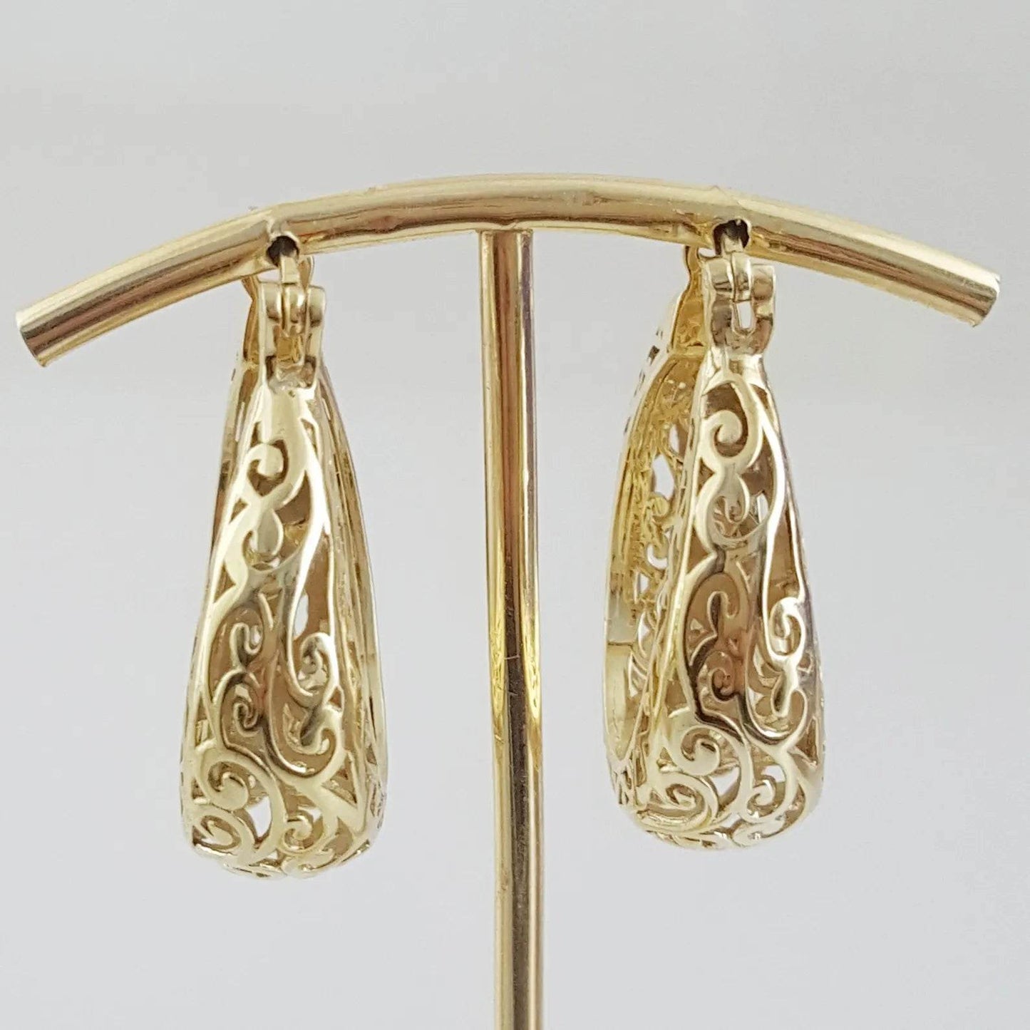 Made to Order Glamorous Scrollwork 14K Real Solid Gold Filigree Hoops - 25mm / 1 in. diameter - TurkishBling