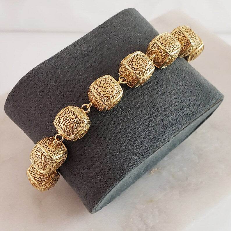 Stylish Rose Engraved Filigree Dice Slide Adjustable BOLO bracelet - TurkishBling