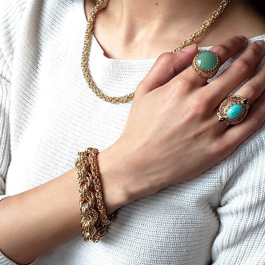 Bold Link Bracelet with Cable and High Polished Links and Gemstone Accented Toggle v White Gold - TurkishBling