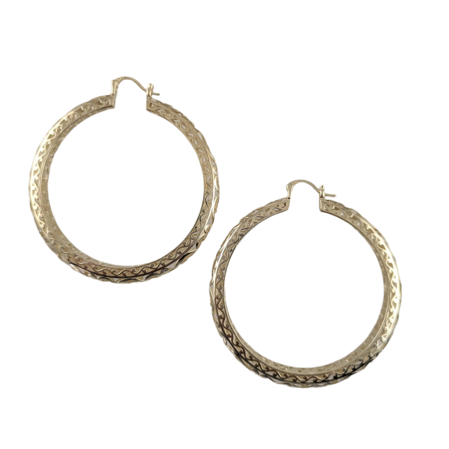 Made to Order Glamorous Scrollwork 14K 18k Real Solid Gold Filigree Hoops - 52mm (2 inches) Inner Diameter