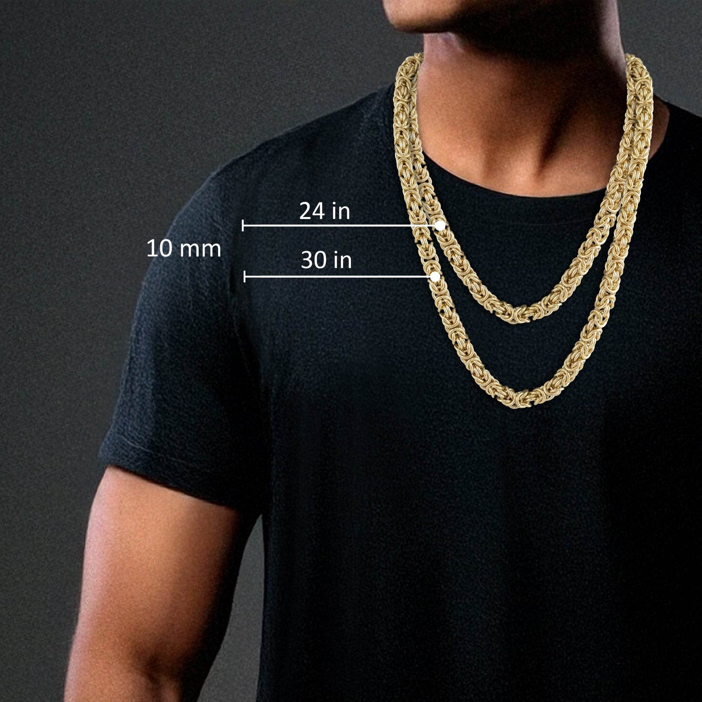 Bold Byzantine Chain Necklace – 10mm Unisex Statement with Adjustable Fit - TurkishBling