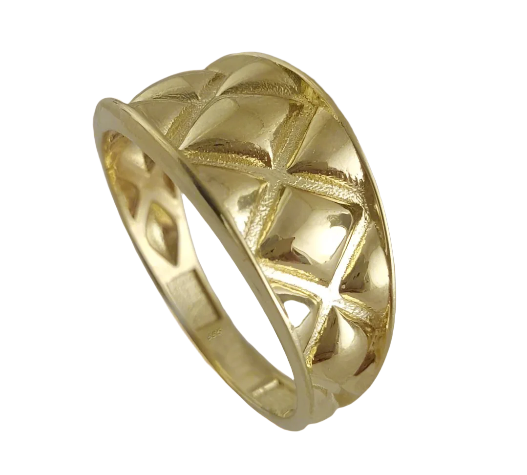 Quilt Pattern Gold Ring - 10k,14k,18k