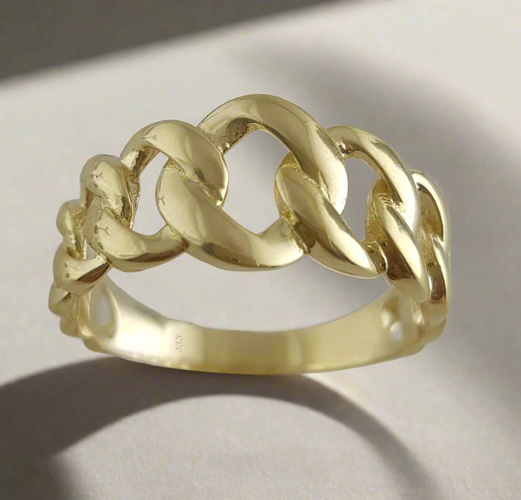 Cuban Chain Link Gold Ring - 10k,14k,18k - TurkishBling