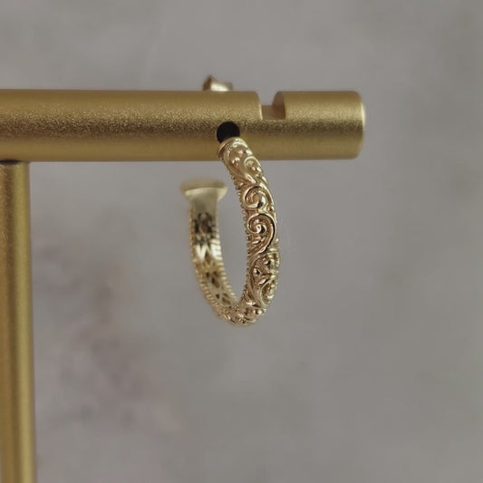 Petite Hoop Earrings with Swirl Filigree Design