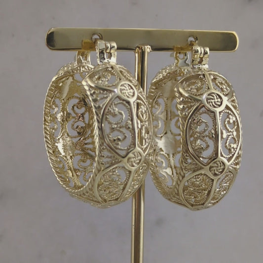 Filigree Hoop Earrings – Intricate Gold Statement Hoops