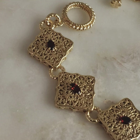 Luxurious Gemstone Panel Toggle Bracelet