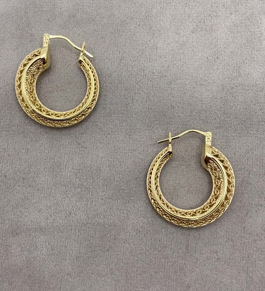 Graduated Filigree Hoop Earrings