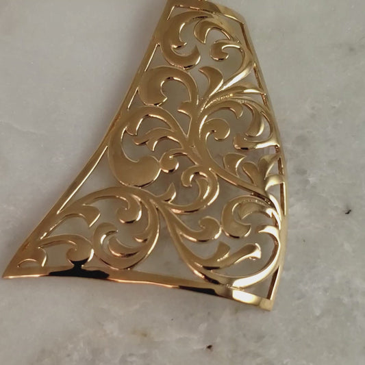 Charming Gold Scrollwork Statement Necklace