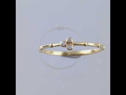 Minimalist Milgrain Bead Solid Gold Ring with Stones - 18k, 14k, 10k